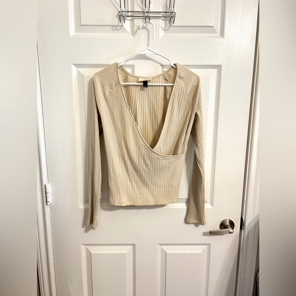 Cute ribbed wrap top from Target! Size L